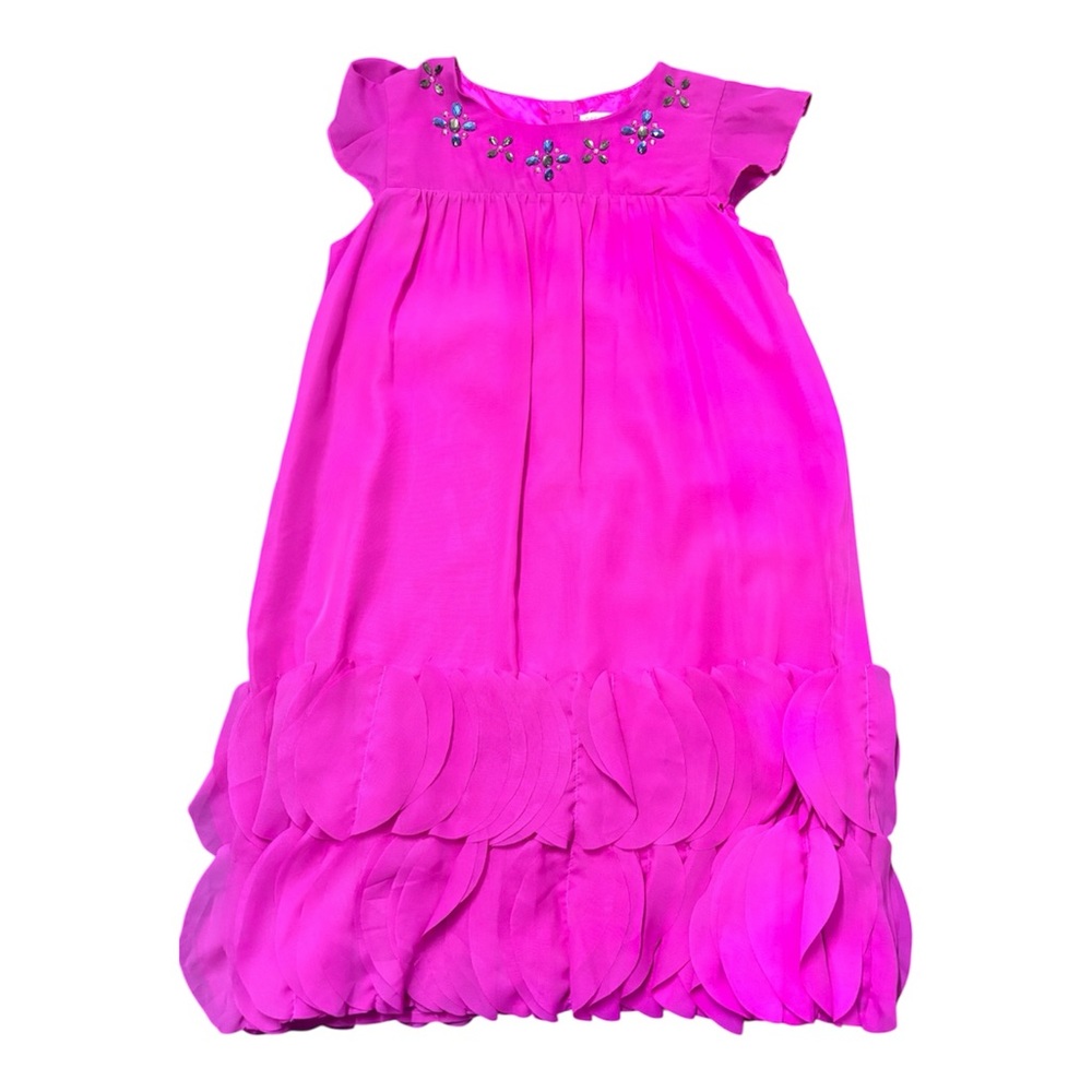 Cat & Jack Magenta Dress Ruffled Hem with Beaded Accents Size 14/16